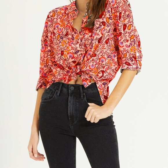 DEAR JOHN DENIM Tops - DEAR JOHN DENIM arianna front tie shirt in autumn paisley Medium